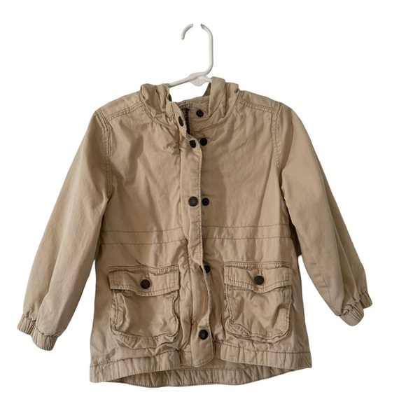Old Navy Khaki Hooded Utility Jacket Toddler Girl Size 3T - Picture 1 of 5